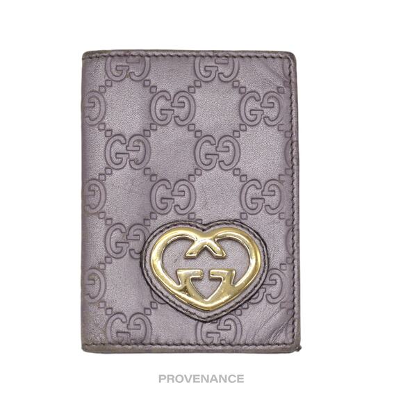 🔴 Gucci Heart Pocket Organizer Wallet - Metallic Lavender - Picture 1 of 7